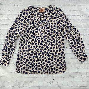 Tory Burch Silk Cheetah Print Long Sleeve Tunic Size 12